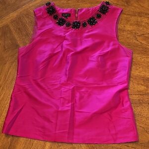 Talbots Work Pink Business Blouse Detail Collar Formal Dressy Prep Classic Rich